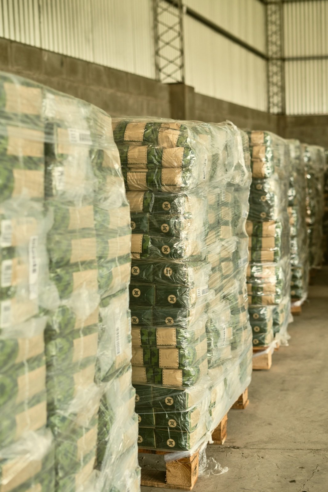 Pallets con paquetes de Uruguaí preparados para su distribución